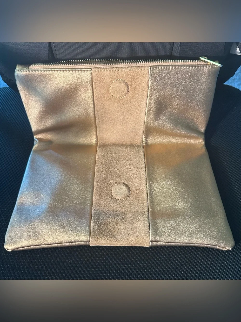 Gold Metallic Suede Panel Clutch